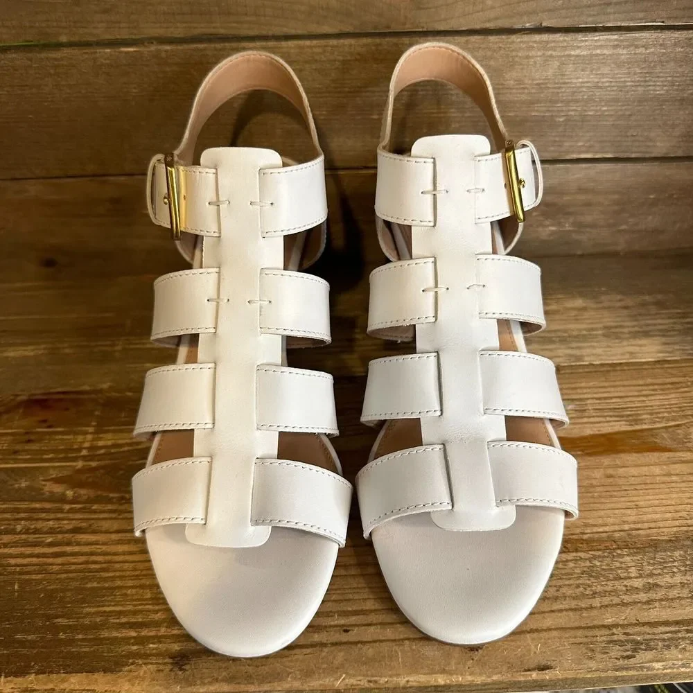 New Womens‎ Cole Haan Josie White Leather Strappy Heeled Sandals Shoes Size 9 B